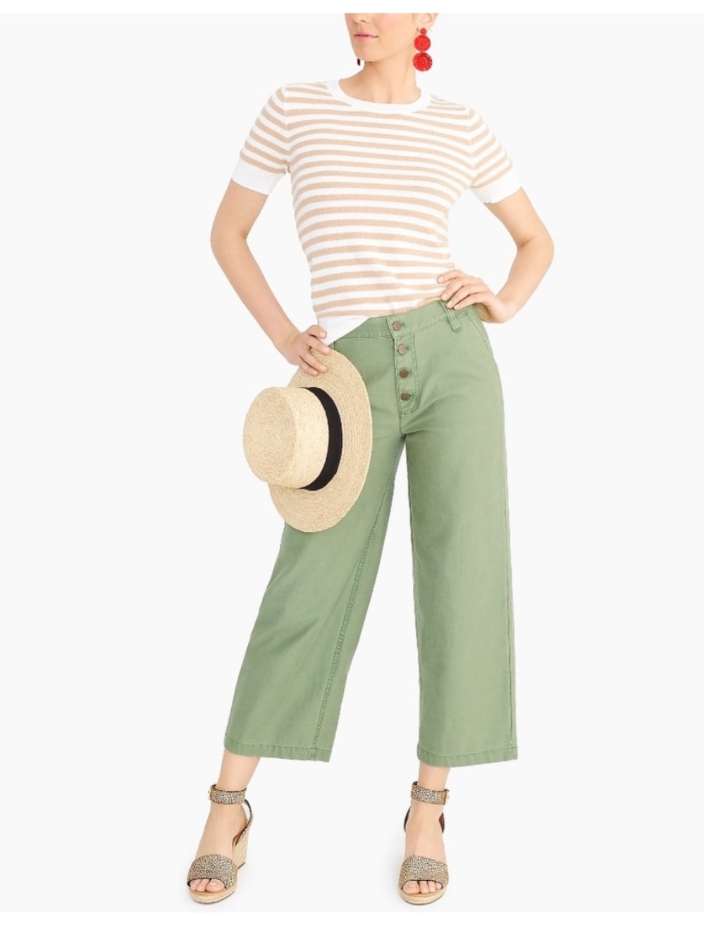 J.Crew Wide-leg button-front pant in slub cotton high waist women’s size 29